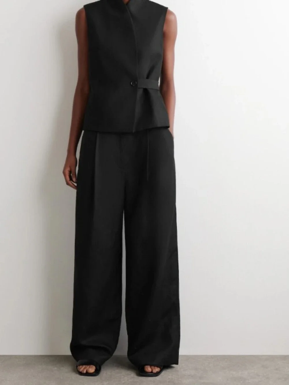 COS Linen Blend Wide Leg Trouser Pants Size 36